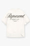 Back image of the Owners club script t in off white, by brand Represent