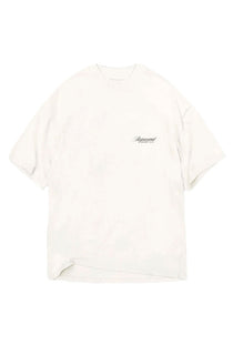 Front image of the Owners club script t in off white, by brand Represent