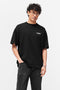 Front image of a model wearing Owners club t in black, by brand Represent