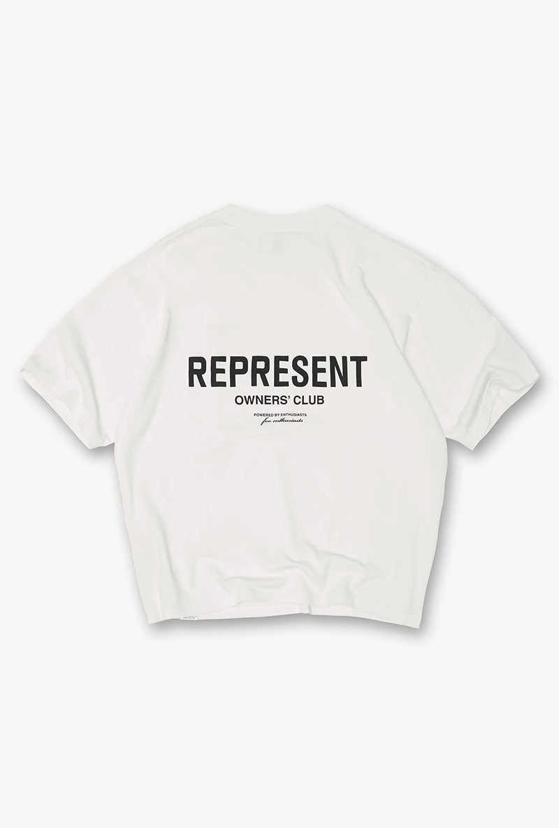 Back image of Owners club t in off white, by brand Represent