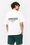 Back image of a model wearing the Owners club t in off white, by brand Represent