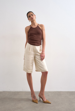 Front image of Alfrida sleeveless vest in brown, by brand Top shop