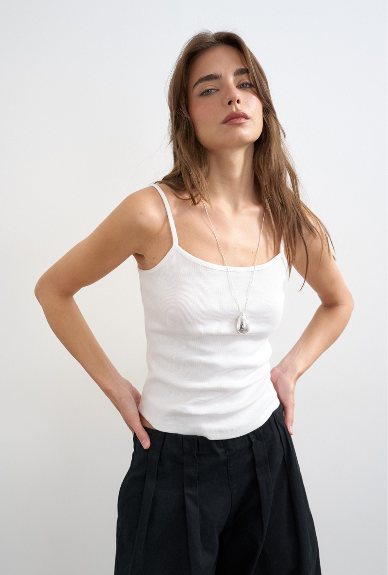 Front image of Alfrida sleeveless vest in white, by brand Top shop