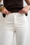 Front image of the Camilla highrise denim capri in white, by brand Top shop