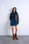 Front image of Liv sleeveless mini denim dress in denim, by brand Top shop