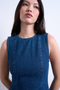 Front image of the Liv sleeveless mini denim dress in denim, by brand Top shop
