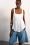 Front image of the Mariam sleeveless curve hem top in white, by brand Top shop