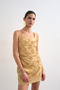 Front image of the Nina sleeveless mini dress in beige, by brand Top shop
