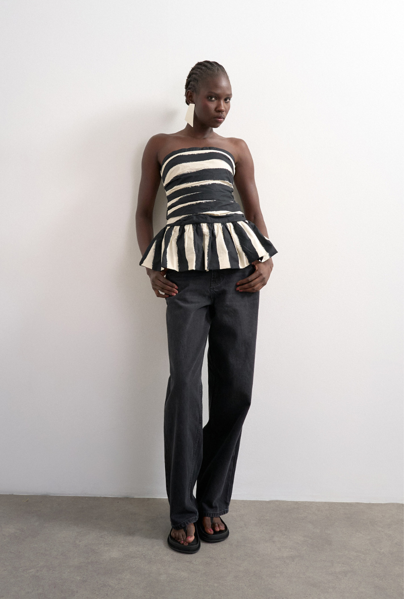 Front image of Solde bandeau top in black, by brand Top shop