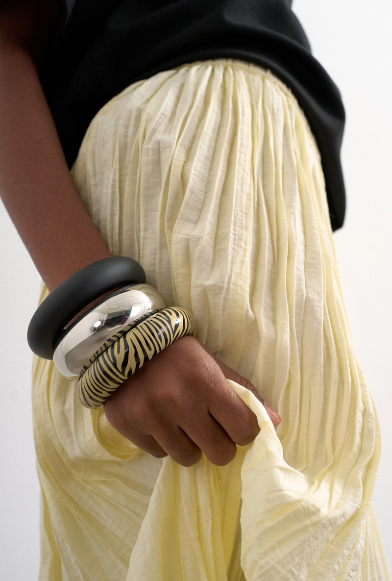 Front image of Thea highrise waist crinkle maxi skirt in natural, by brand Top shop