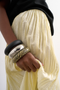 Front image of the Thea highrise waist crinkle maxi skirt in natural, by brand Top shop