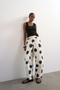 Front image of Yara highrise dot barrel trousers in white, by brand Top shop