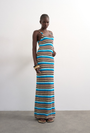 Image of CAJSA SLEEVELESS MULTI STRIPED KNIT DRESS in blue, by brand TOP SHOP