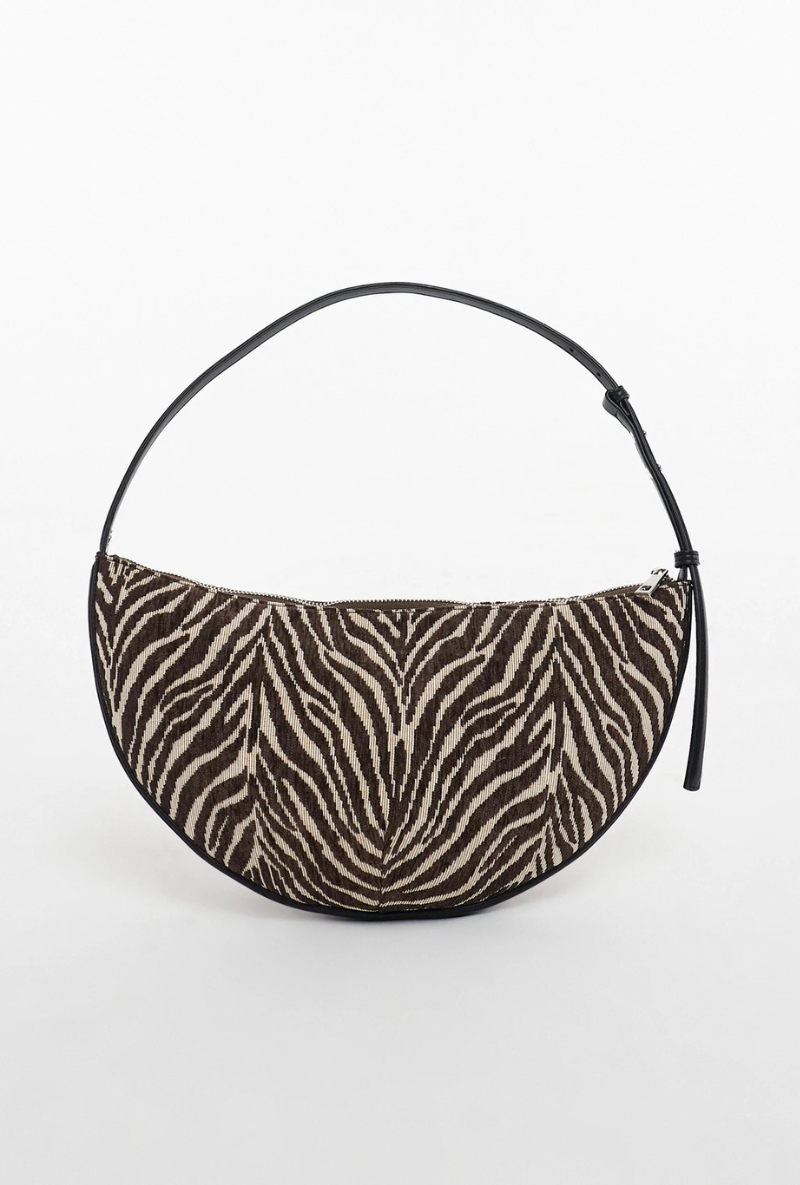 Back image  of Curly canvas scoop shoulder bag in chocolate, by brand Top shop