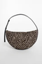 Front image  of Curly canvas scoop shoulder bag in chocolate, by brand Top shop
