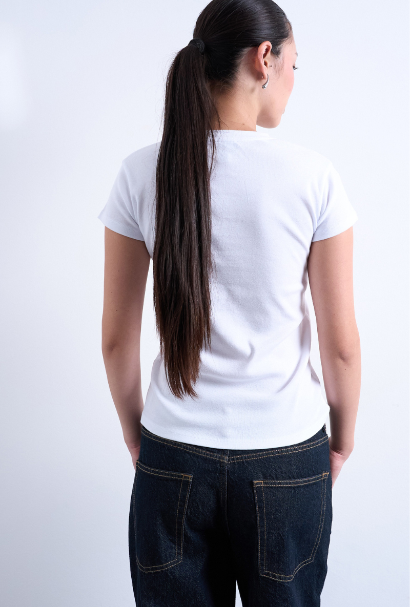 Back image of a model wearing Everyday top in white, by brand Top shop