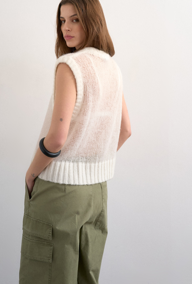 Back image of a model wearing Josephine emb o in off white, by brand Top shop