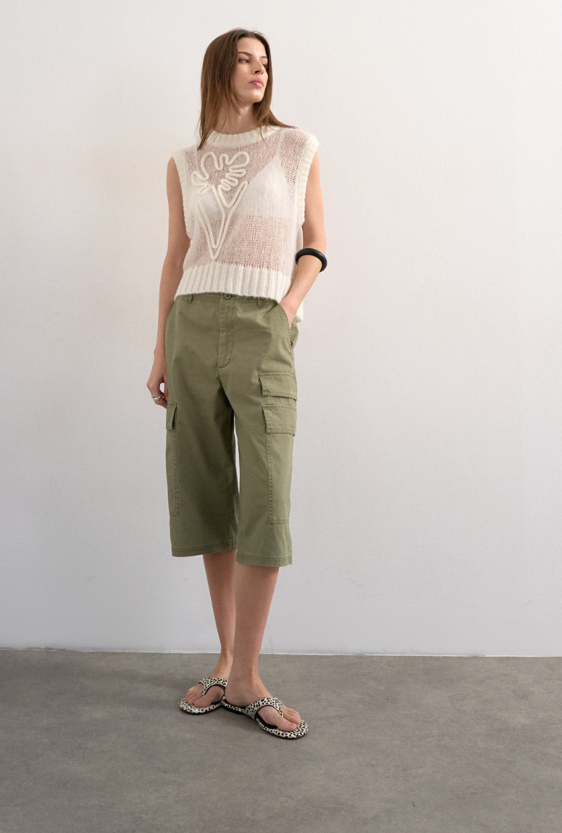 Front image of a model wearing Josephine emb o in off white, by brand Top shop