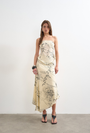 Image of MANI ASYMMETRIC SLIP SKIRT in cream, by brand TOP SHOP
