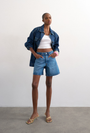 Image of VIGGA DENIM SHORTS in denim, by brand TOP SHOP
