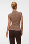 Back image of a model wearing the Bari sl highneck top in brown, by brand Vero moda