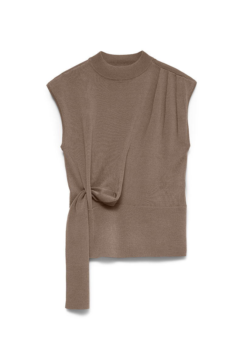 Front image of Bari sl highneck top in brown, by brand Vero moda