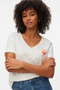 Front image of the Kanya shortsleeve v neck tshirt in white, by brand Vero moda