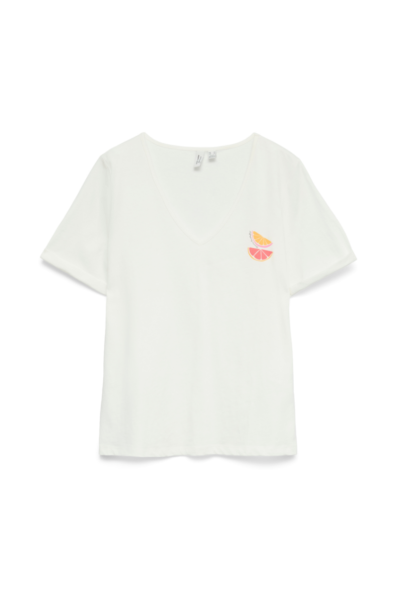 Front image of Kanya shortsleeve v neck tshirt in white, by brand Vero moda
