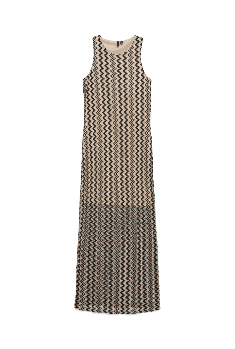 Front image of Viola sleeveless ankle dress in black, by brand Vero moda