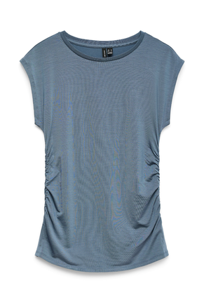 Front image  of Ava sarah top in blue, by brand Vero moda