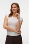 Front image of a model wearing the Ava sarah top in white, by brand Vero moda