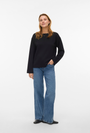 Image of VERO MODA HALI L/S BOAT NECK TOP in black, by brand VERO MODA
