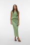 Front image of a model wearing Malene ankle skirt in green, by brand Vero moda