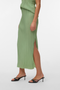 Front image of a model wearing the Malene ankle skirt in green, by brand Vero moda