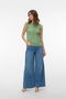 Front image of a model wearing Malene sl oneck top in green, by brand Vero moda