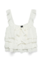 Front image  of the Sandy layered top in white, by brand Vero moda