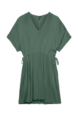 Front image of the Menny string short dress in green, by brand Vero moda