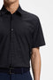 Front image of a model wearing the Authentic tshirt in navy, by brand Boss