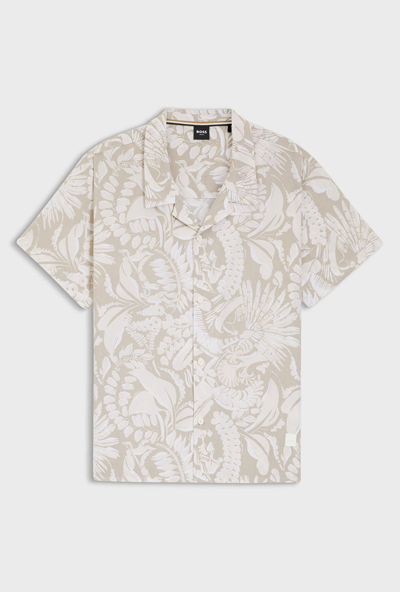 Front image of Beach shirt in beige, by brand Boss