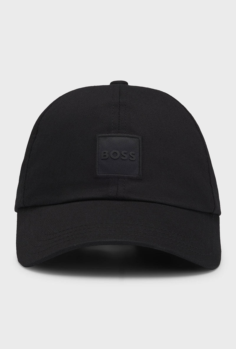 Front image of Derrel cap in black, by brand Boss