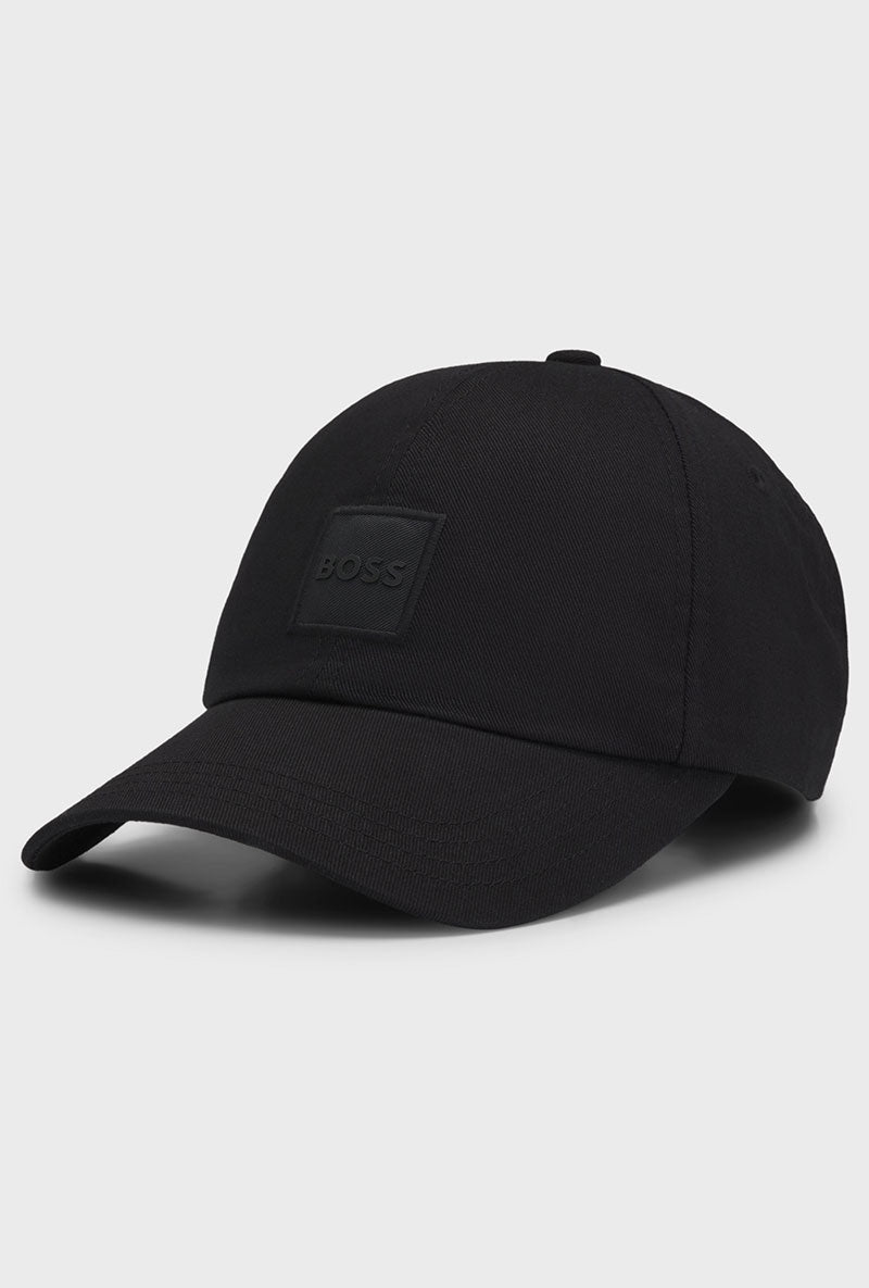 Front image of Derrel cap in black, by brand Boss