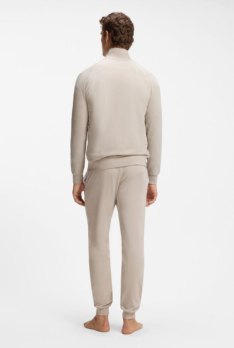 Back image of a model wearing Mix and match jacket in beige, by brand Boss