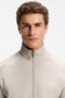 Front image of a model wearing the Mix and match jacket in beige, by brand Boss