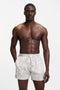 Front image of a model wearing Piranha swimshorts in beige, by brand Boss