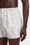 Front detail image of a model wearing the Piranha swimshorts in beige, by brand Boss