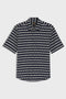 Front image of the Rash 2 aop ss shirt in navy, by brand Boss