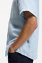 Front detail image of a model wearing the Rash 2 ss shirt in light blue, by brand Boss
