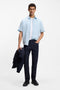 Front image of a model wearing the Rash 2 ss shirt in light blue, by brand Boss