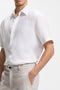 Front detail image of a model wearing the Rash 2 ss shirt in white, by brand Boss