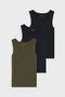 Front image of the Rib classic 3 pk tank top in multi, by brand Boss